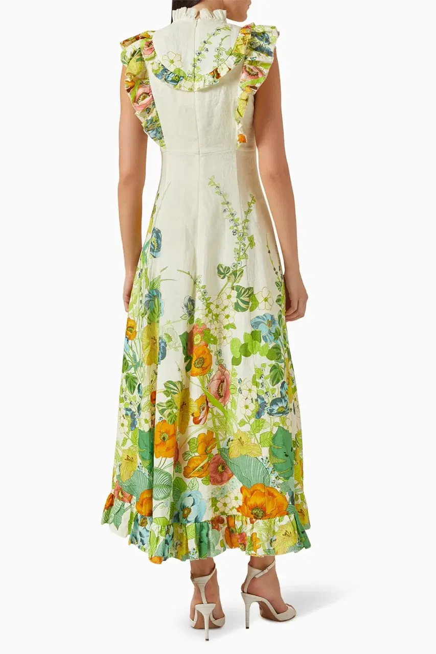 Alemais Constance Midi Ruffle Dress Floral Size 8 AU  - Image 7
