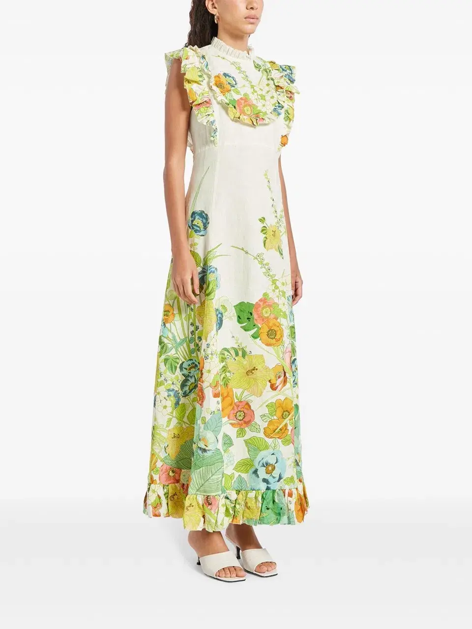 Alemais Constance Midi Ruffle Dress Floral Size 8 AU  - Image 4