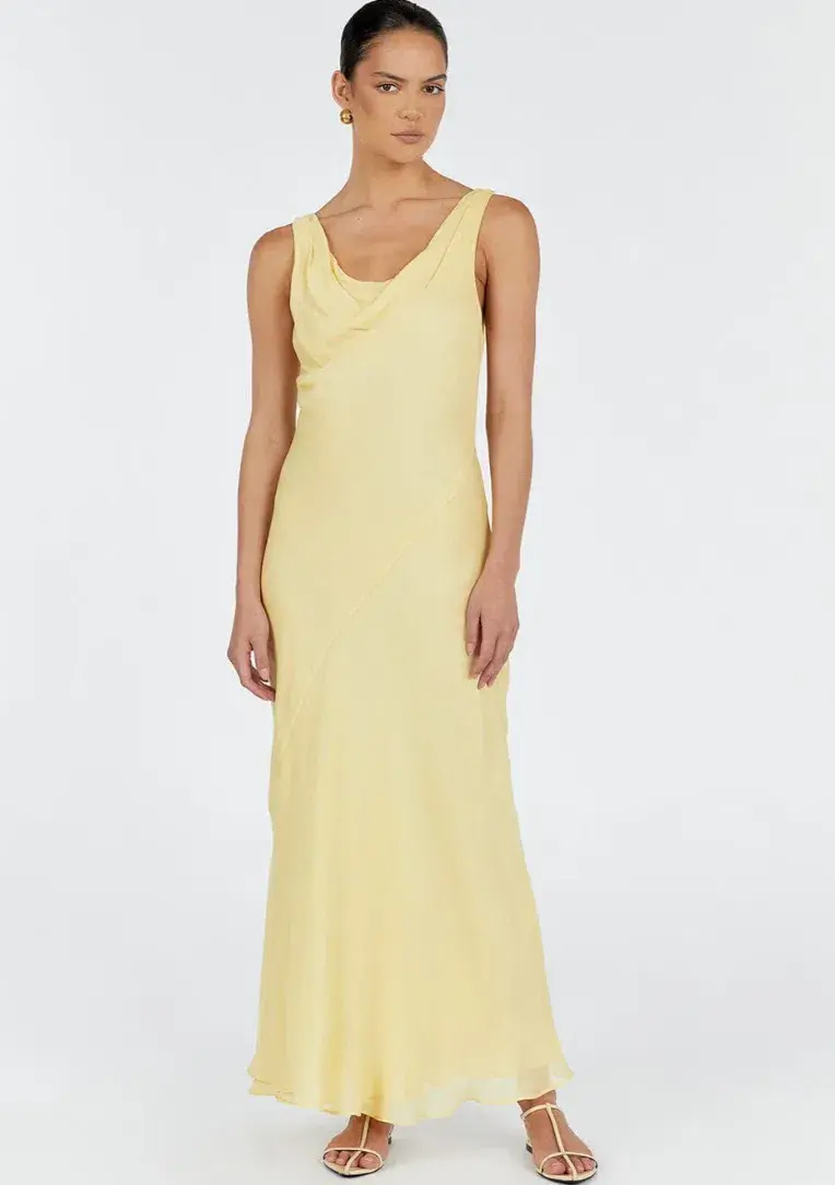Dissh Johnny Cowl Neck Dress Lemon Yellow Size 6 - Image 4