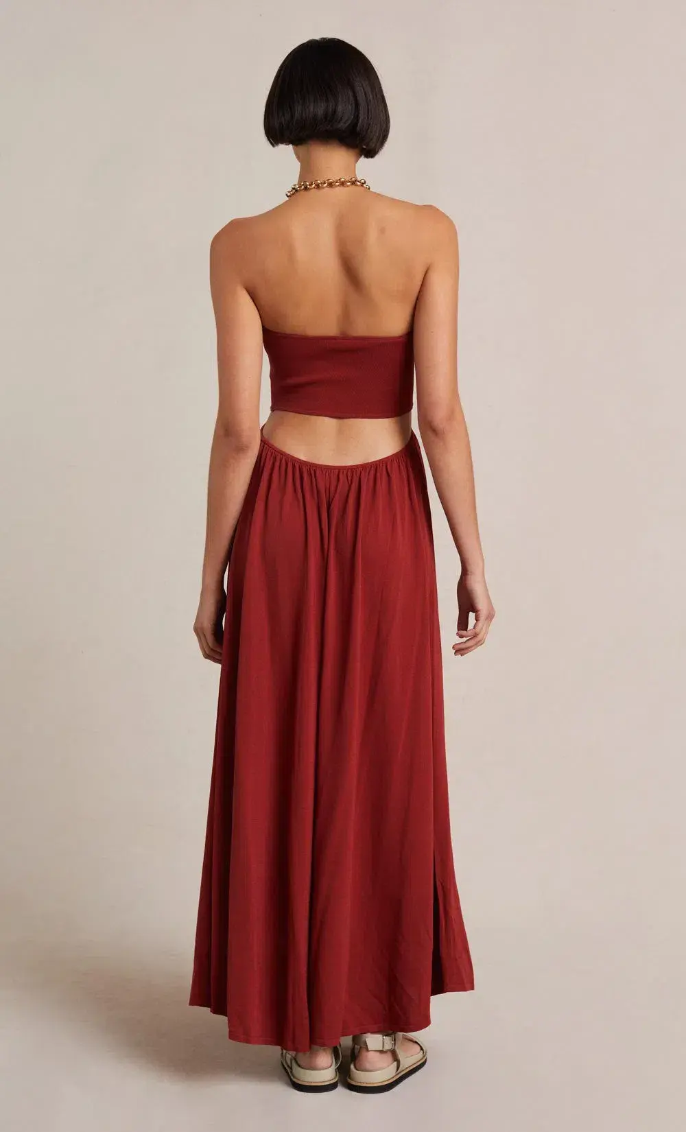 Bec & Bridge Poppy Knit Cut Out Dress Brick Size 10 - Image 2