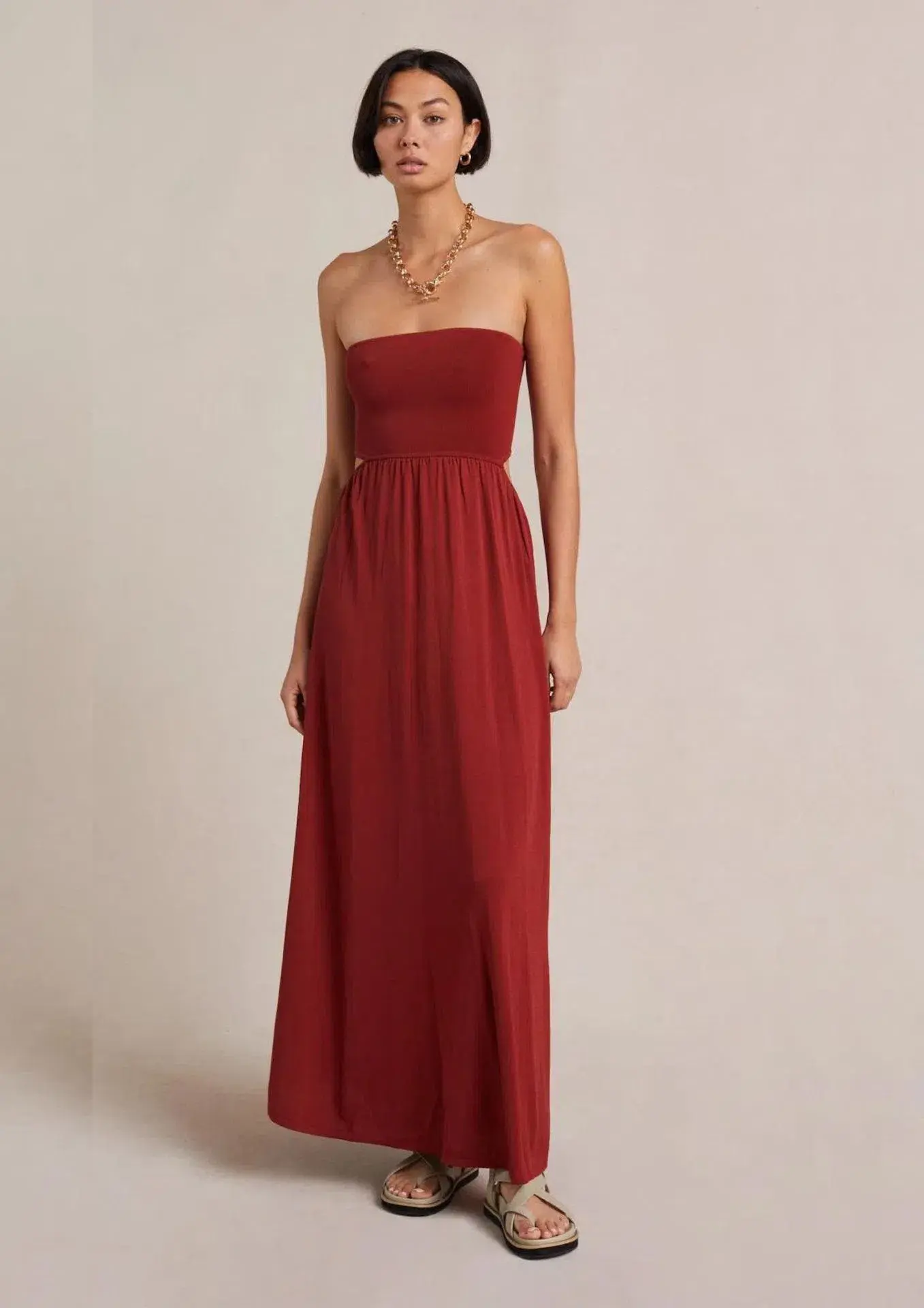 Bec & Bridge Poppy Knit Cut Out Dress Brick Size 10 - Image 1