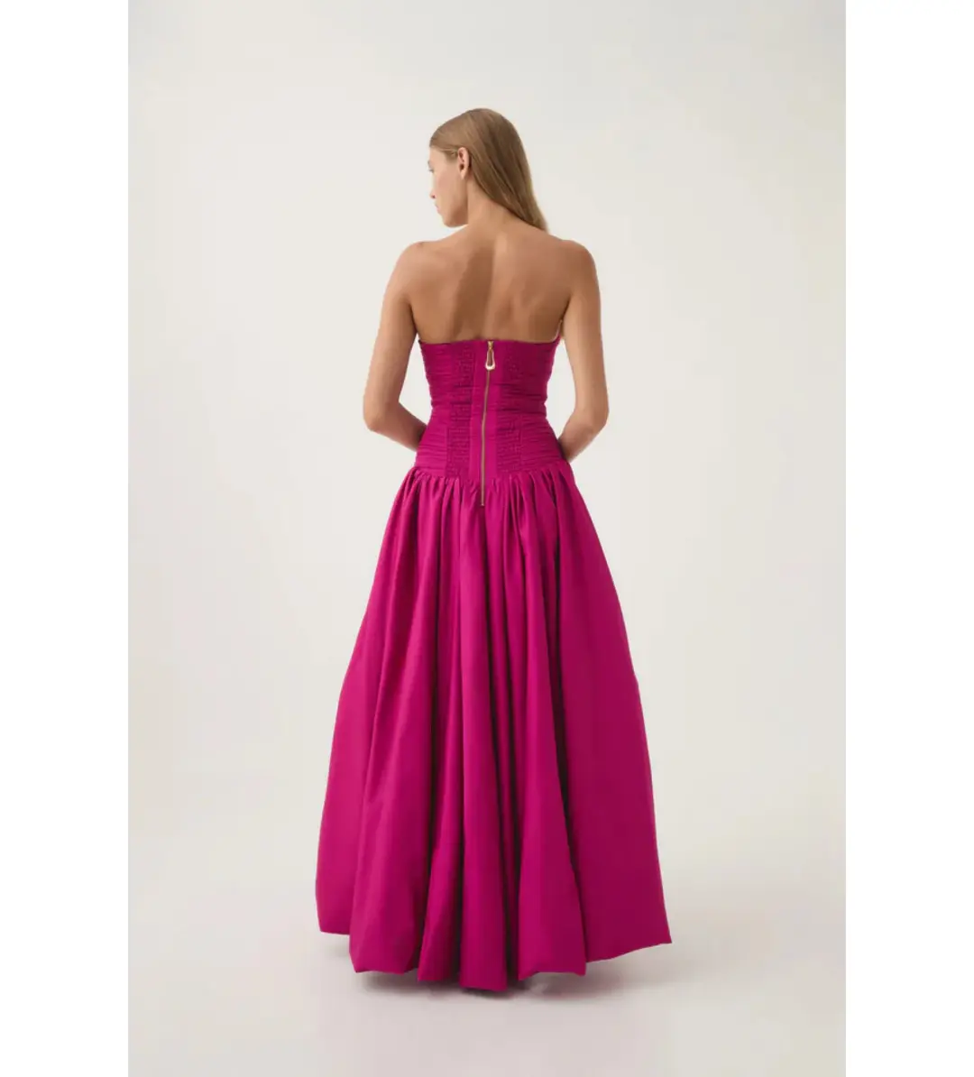 Aje Violette Bubble Hem Maxi Dress in Deep Magenta Size AU 6 for rent on The Volte - main image