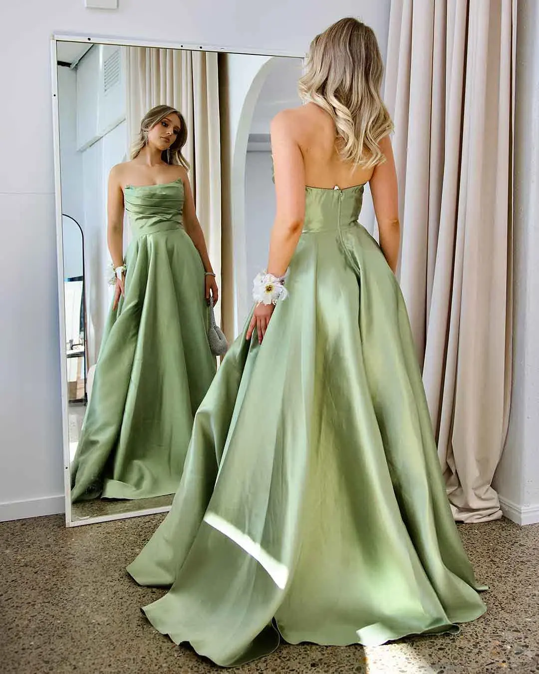 Nicoletta Paola Strapless Gown Pistachio Size 10 - Image 2