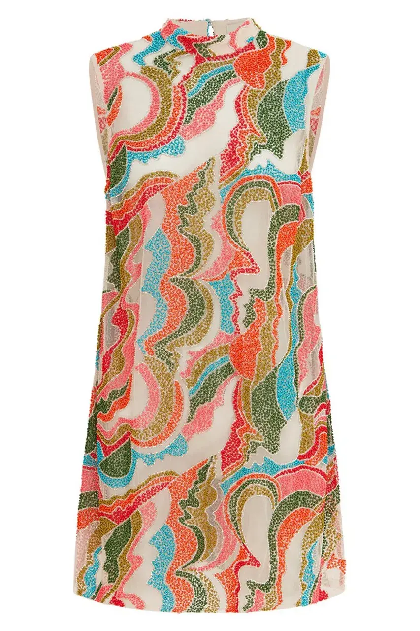 Alemais The Five Bead Embellished Mini Dress Multi Size 10 AU - Image 9