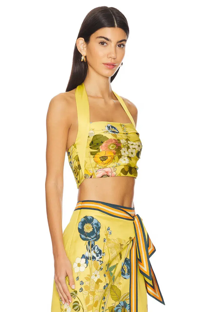 Alemais Cresida Halter Crop Top & Sarong Tie Midi Skirt Set Multi Size 10  for rent on The Volte - main image