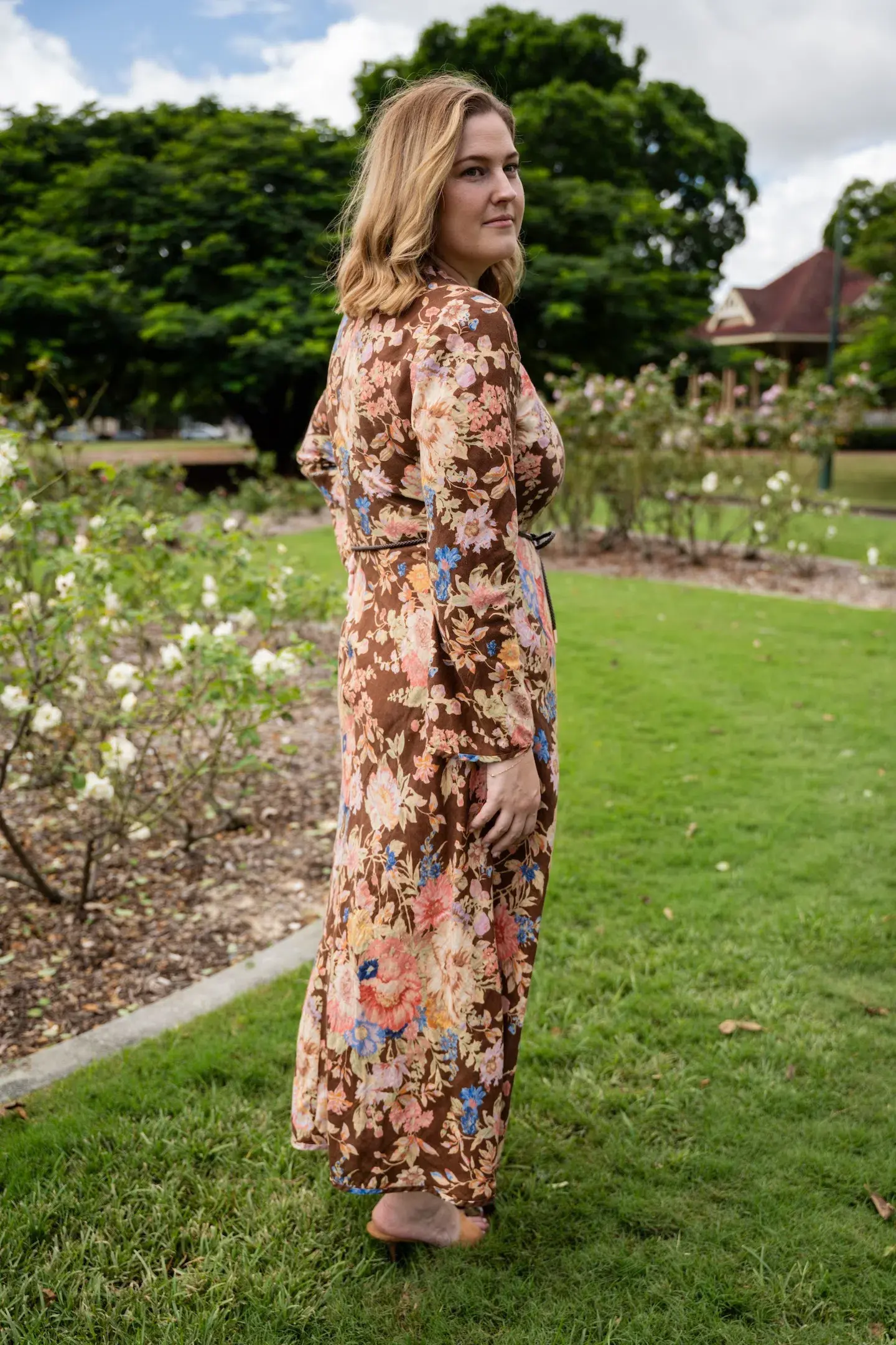 Zimmermann August Bias Maxi Dress Chocolate Floral Size 4 / AU 16 - Image 3
