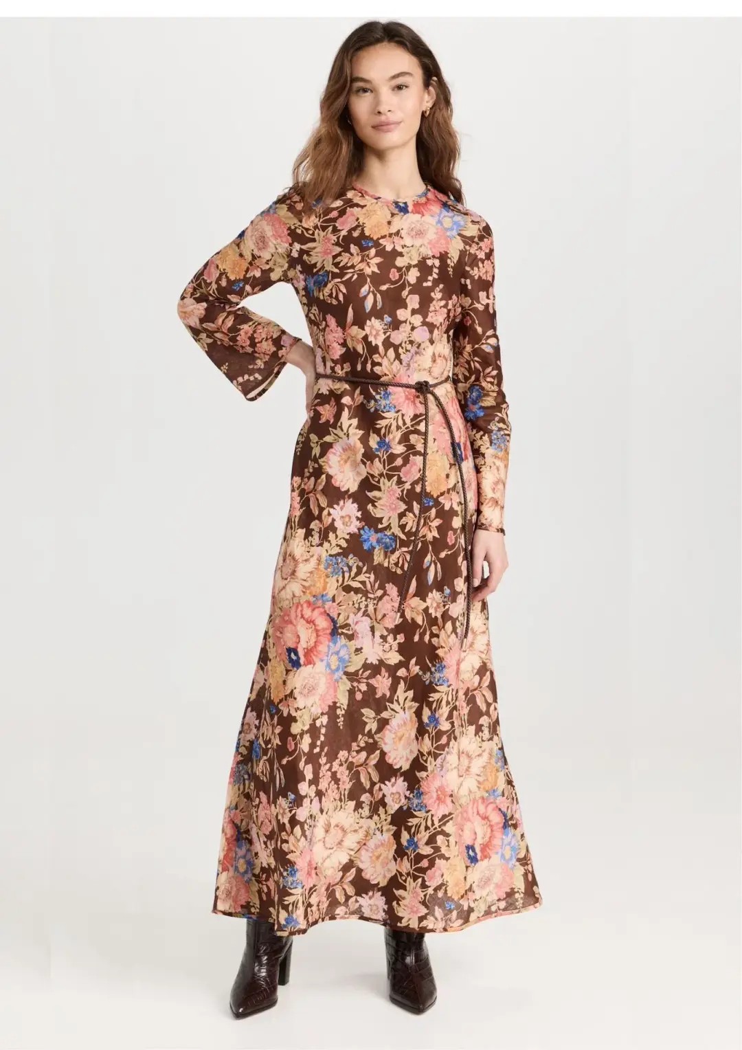 Zimmermann August Bias Maxi Dress Chocolate Floral Size 4 / AU 16 for rent on The Volte - main image