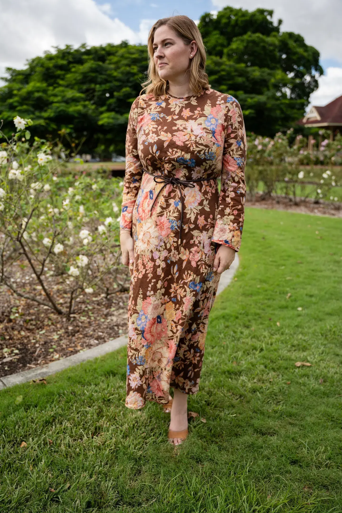 Zimmermann August Bias Maxi Dress Chocolate Floral Size 4 / AU 16 - Image 2