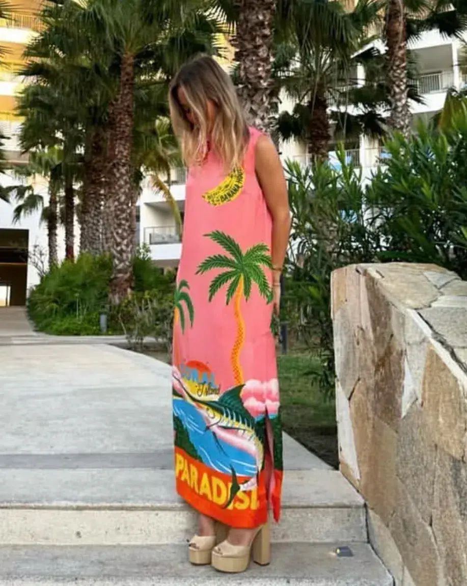Alemais Paradiso Silk Midi Dress Pink Multi Size 10 AU - Image 25