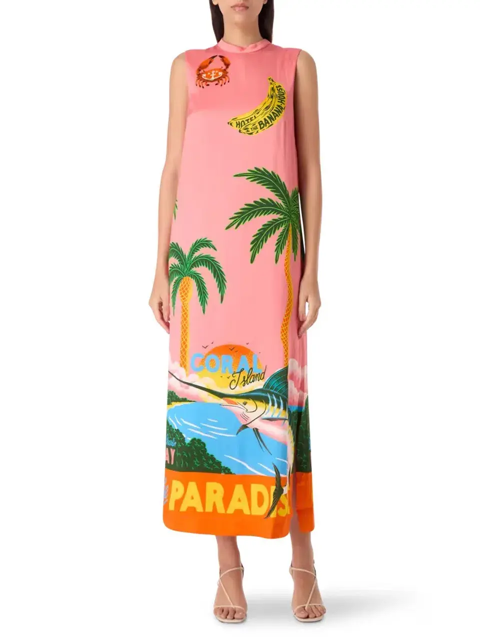 Alemais Paradiso Silk Midi Dress Pink Multi Size 10 AU - Image 5