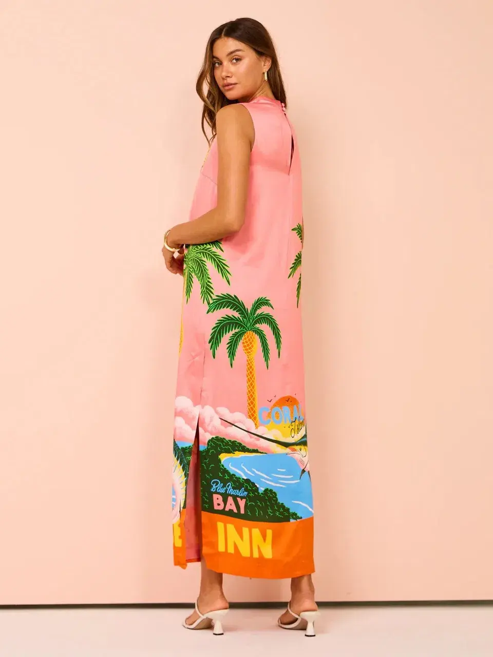 Alemais Paradiso Silk Midi Dress Pink Multi Size 10 AU - Image 10