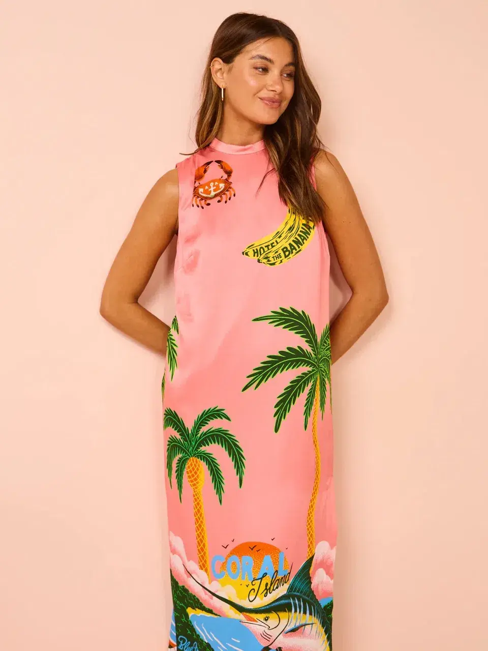 Alemais Paradiso Silk Midi Dress Pink Multi Size 10 AU - Image 13