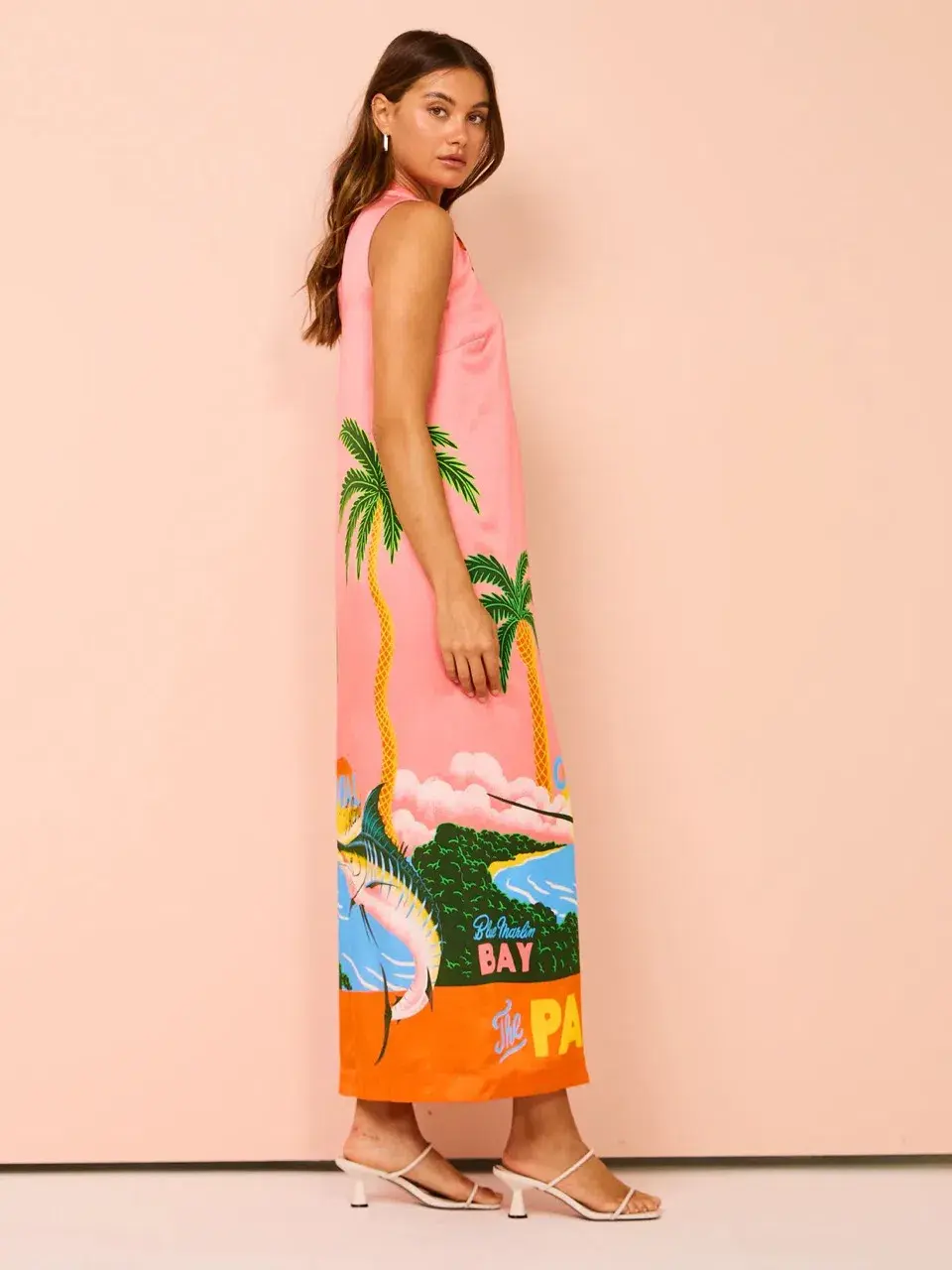 Alemais Paradiso Silk Midi Dress Pink Multi Size 10 AU for rent on The Volte - main image