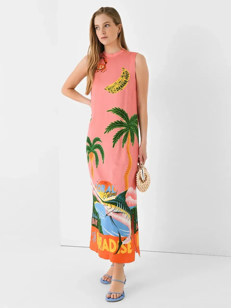 Alemais Paradiso Silk Midi Dress Pink Multi Size 10 AU for rent on The Volte - main image