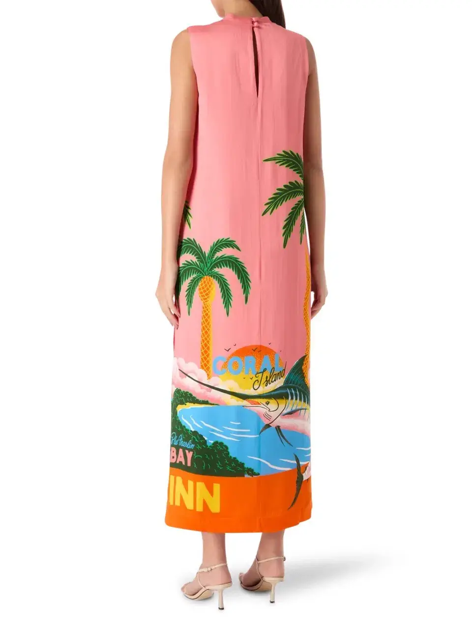 Alemais Paradiso Silk Midi Dress Pink Multi Size 10 AU - Image 6