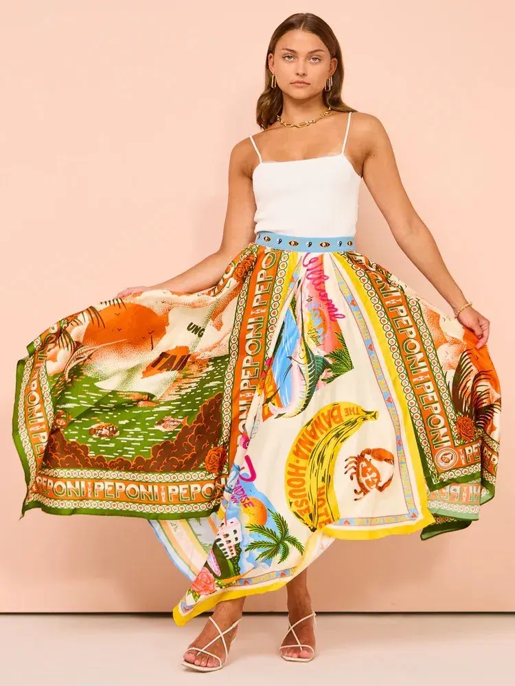 Alemais Samaki Scarf Top & Paradiso Silk Scarf Skirt Set Multi Size 10 AU - Image 6