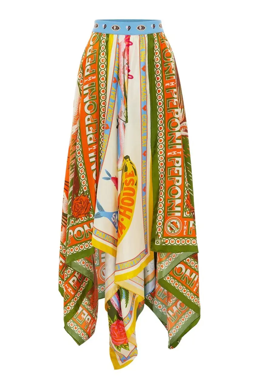 Alemais Samaki Scarf Top & Paradiso Silk Scarf Skirt Set Multi Size 10 AU for rent on The Volte - main image