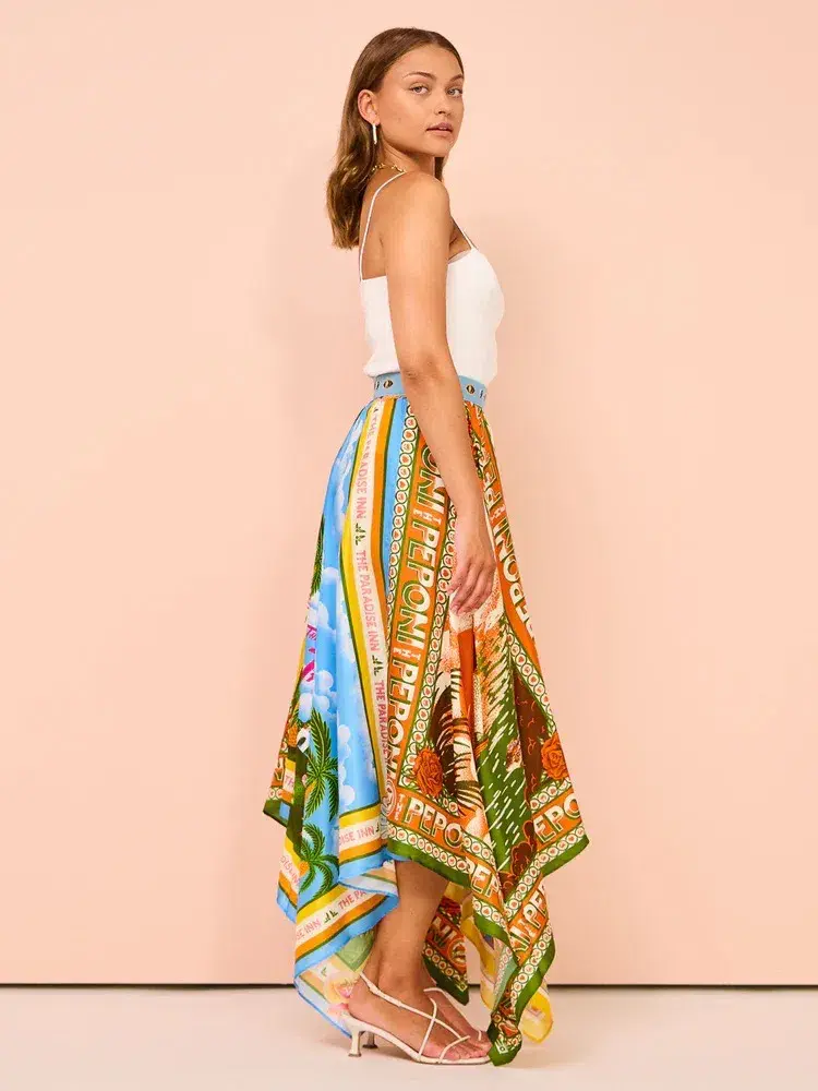 Alemais Samaki Scarf Top & Paradiso Silk Scarf Skirt Set Multi Size 10 AU for rent on The Volte - main image