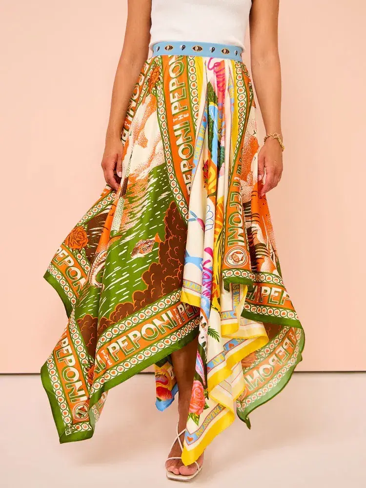 Alemais Samaki Scarf Top & Paradiso Silk Scarf Skirt Set Multi Size 10 AU for rent on The Volte - main image