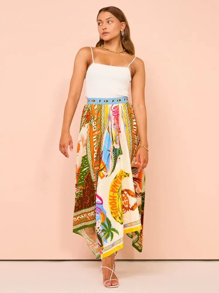 Alemais Samaki Scarf Top & Paradiso Silk Scarf Skirt Set Multi Size 10 AU - Image 8