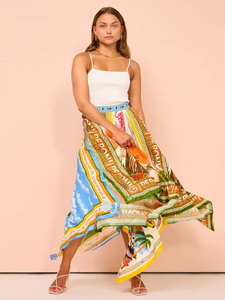Alemais Samaki Scarf Top & Paradiso Silk Scarf Skirt Set Multi Size 10 AU - Image 6