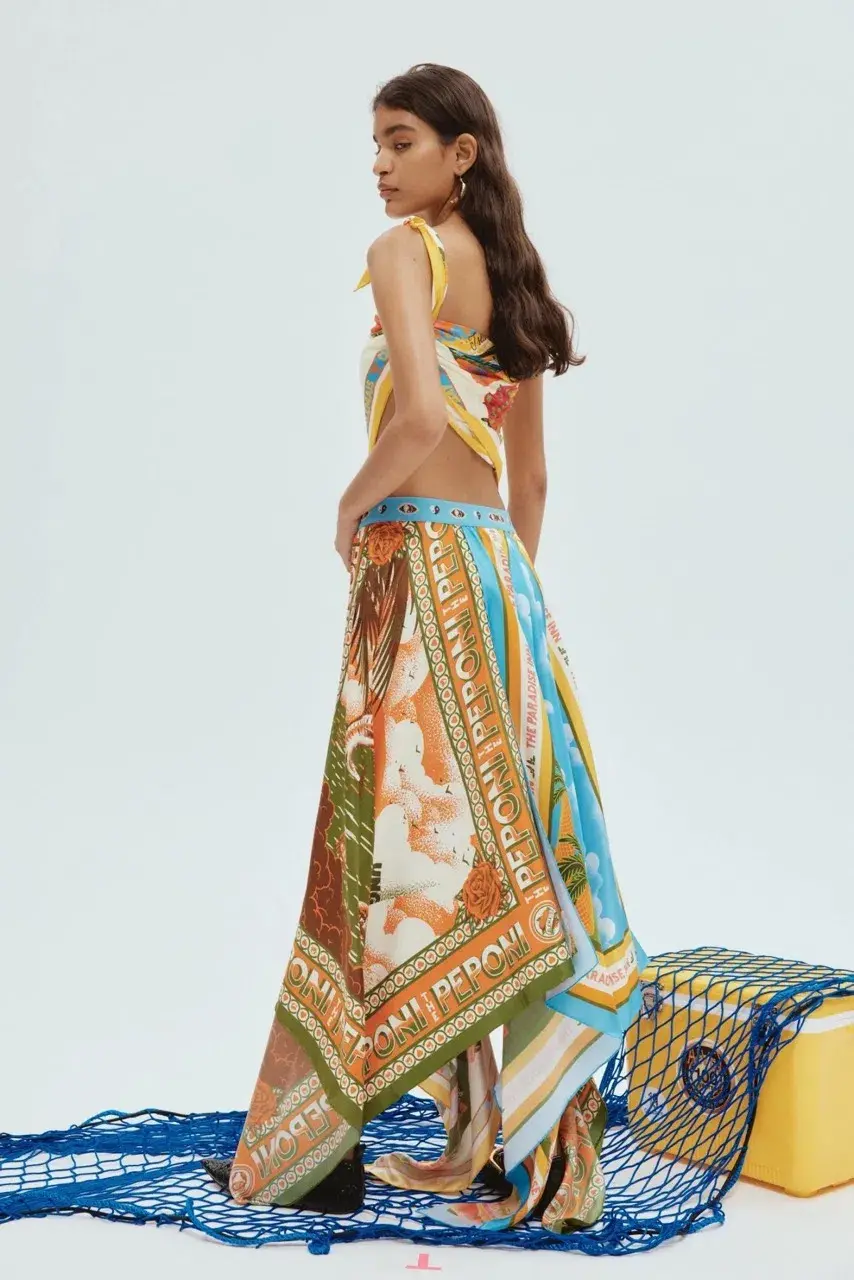 Alemais Samaki Scarf Top & Paradiso Silk Scarf Skirt Set Multi Size 10 AU for rent on The Volte - main image