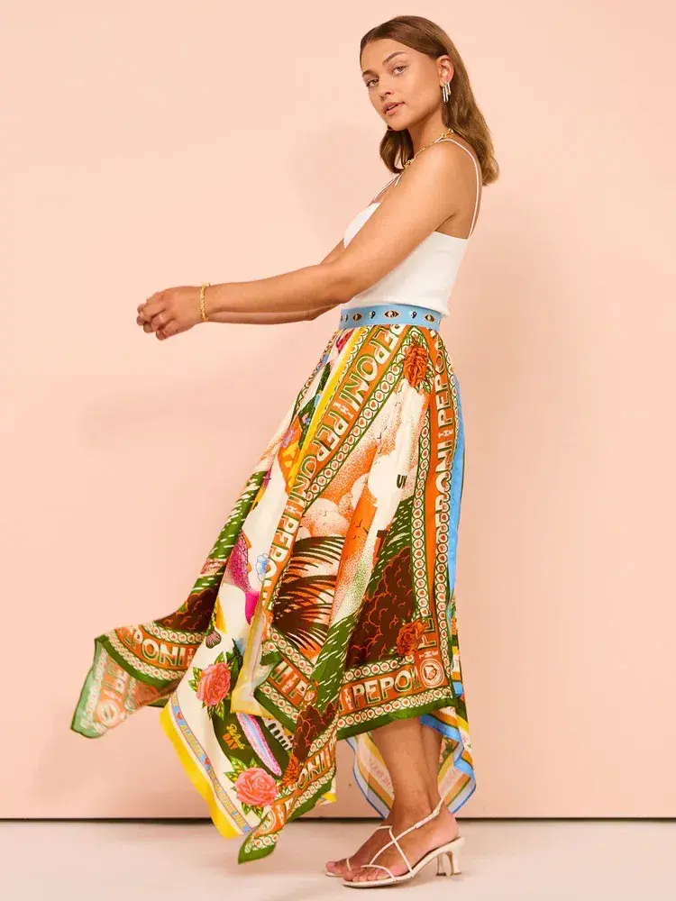 Alemais Samaki Scarf Top & Paradiso Silk Scarf Skirt Set Multi Size 10 AU for rent on The Volte - main image