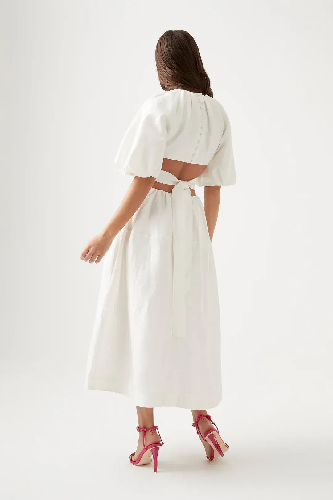 Aje Mimosa Cutout Midi Dress In Ivory Size 10 - Image 4
