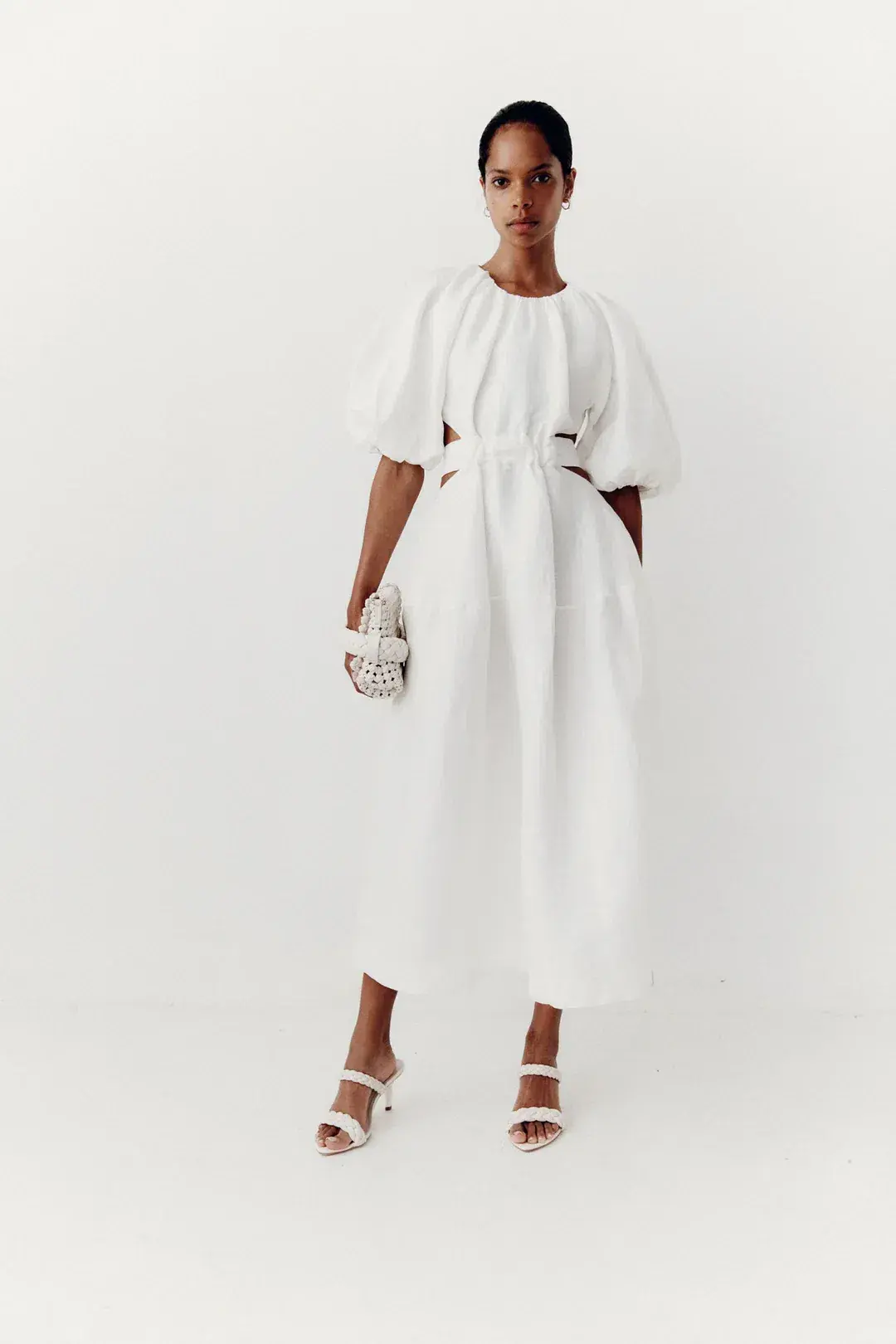 Aje Mimosa Cutout Midi Dress In Ivory Size 10 - Image 1