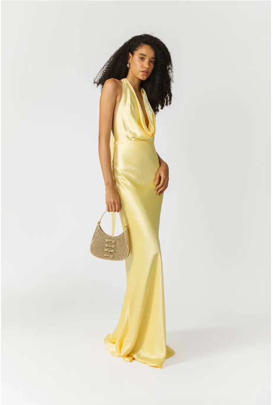 Sau Lee Pearl Satin Gown Popcorn Yellow Size 6 - Image 7