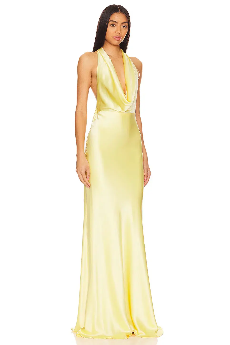 Sau Lee Pearl Satin Gown Popcorn Yellow Size 6 - Image 2