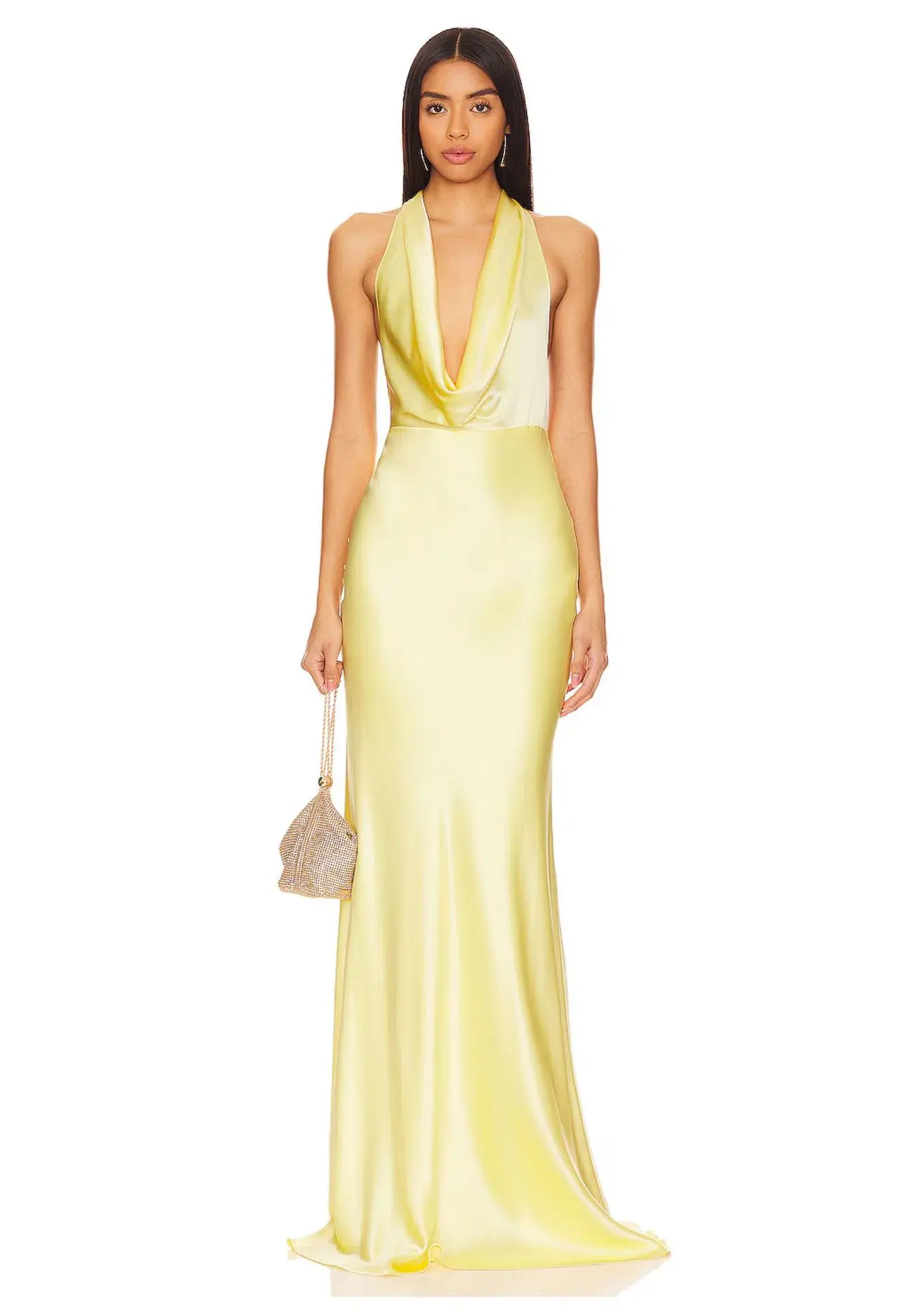 Sau Lee Pearl Satin Gown Popcorn Yellow Size 6 - Image 1