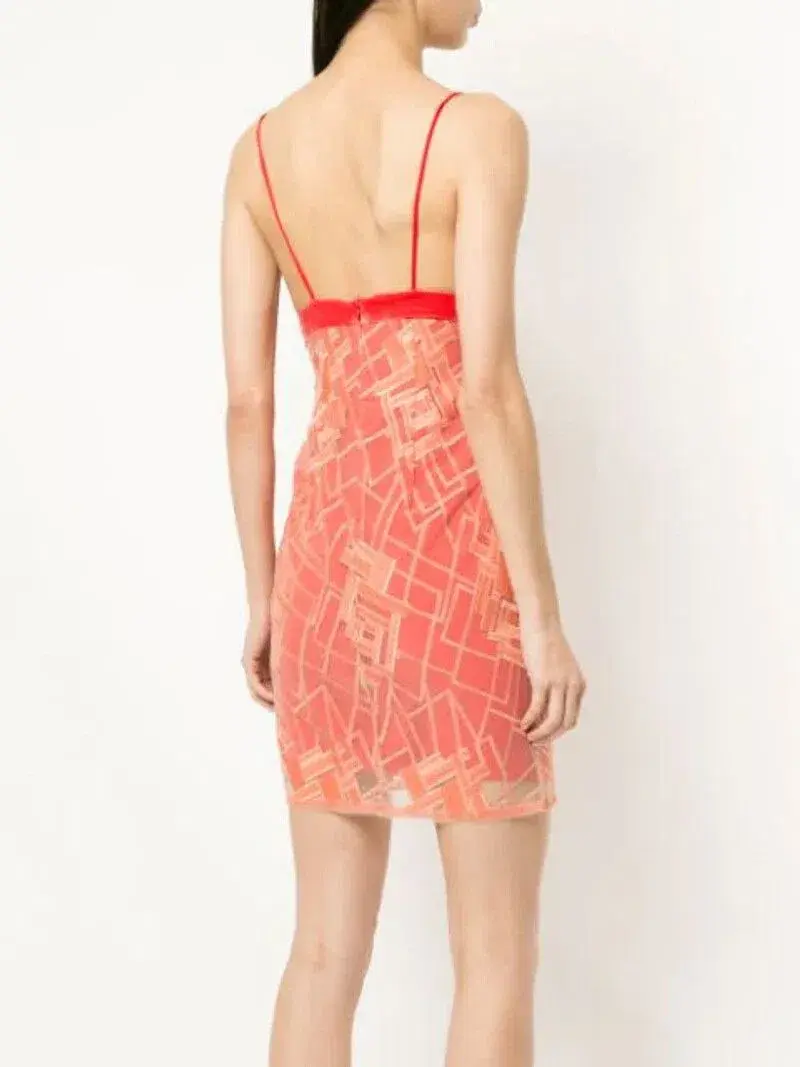 Manning Cartell Floral Fusion Velvet Slip Mini Dress Flamingo Red Size 10 - Image 3