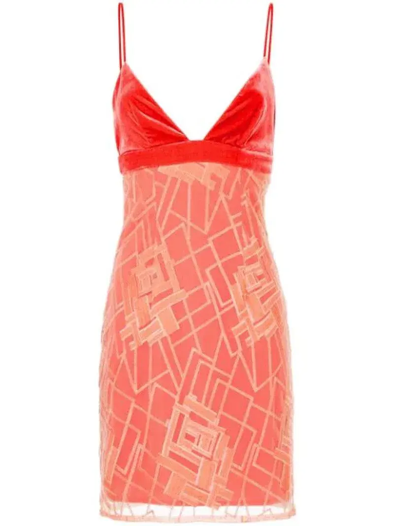 Manning Cartell Floral Fusion Velvet Slip Mini Dress Flamingo Red Size 10 for rent on The Volte - main image