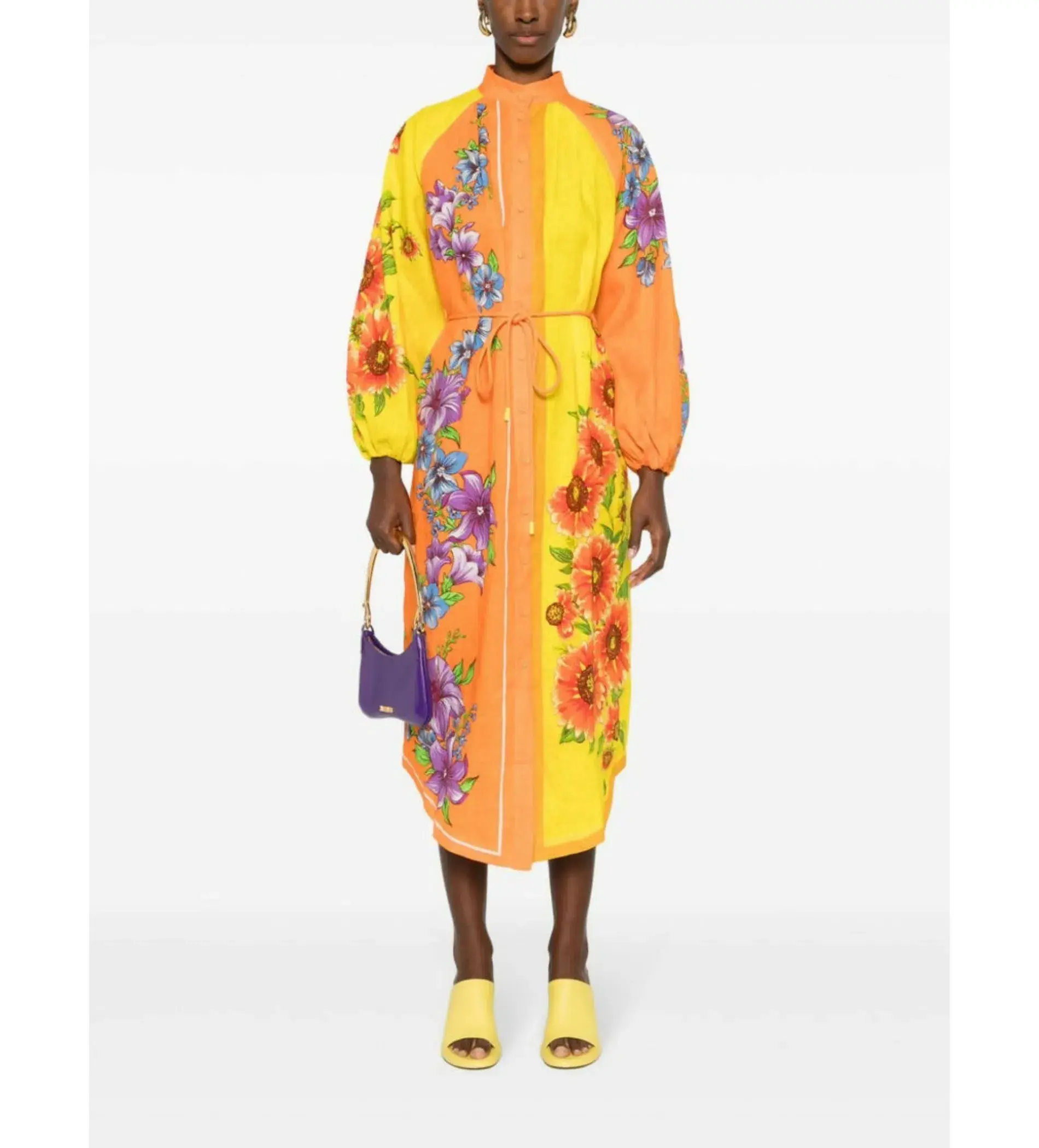 Alemais Jude Linen Midi Shirtdress Multi/Floral Size AU 10 - Image 2