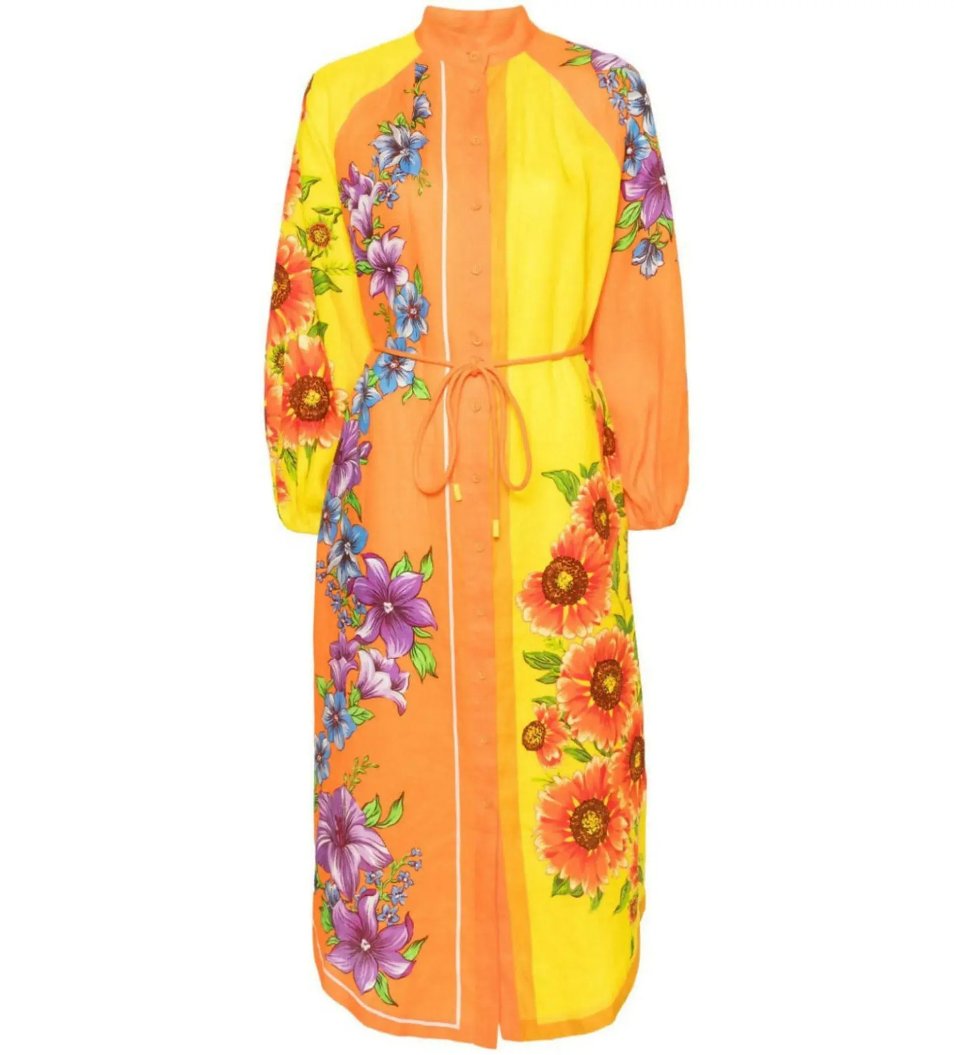 Alemais Jude Linen Midi Shirtdress Multi/Floral Size AU 10 - Image 4