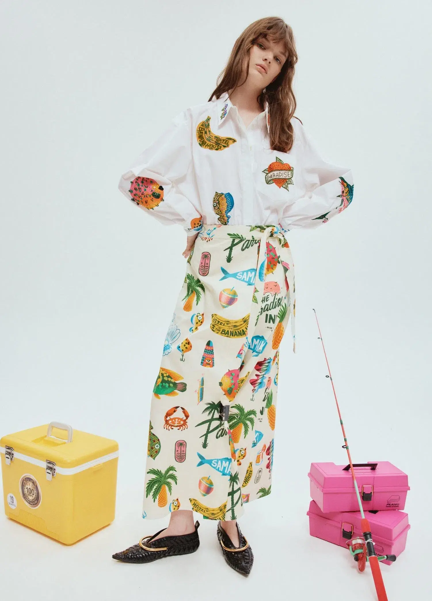 Alemais Clam Embroidered Shirt Print Size 14 - Image 1