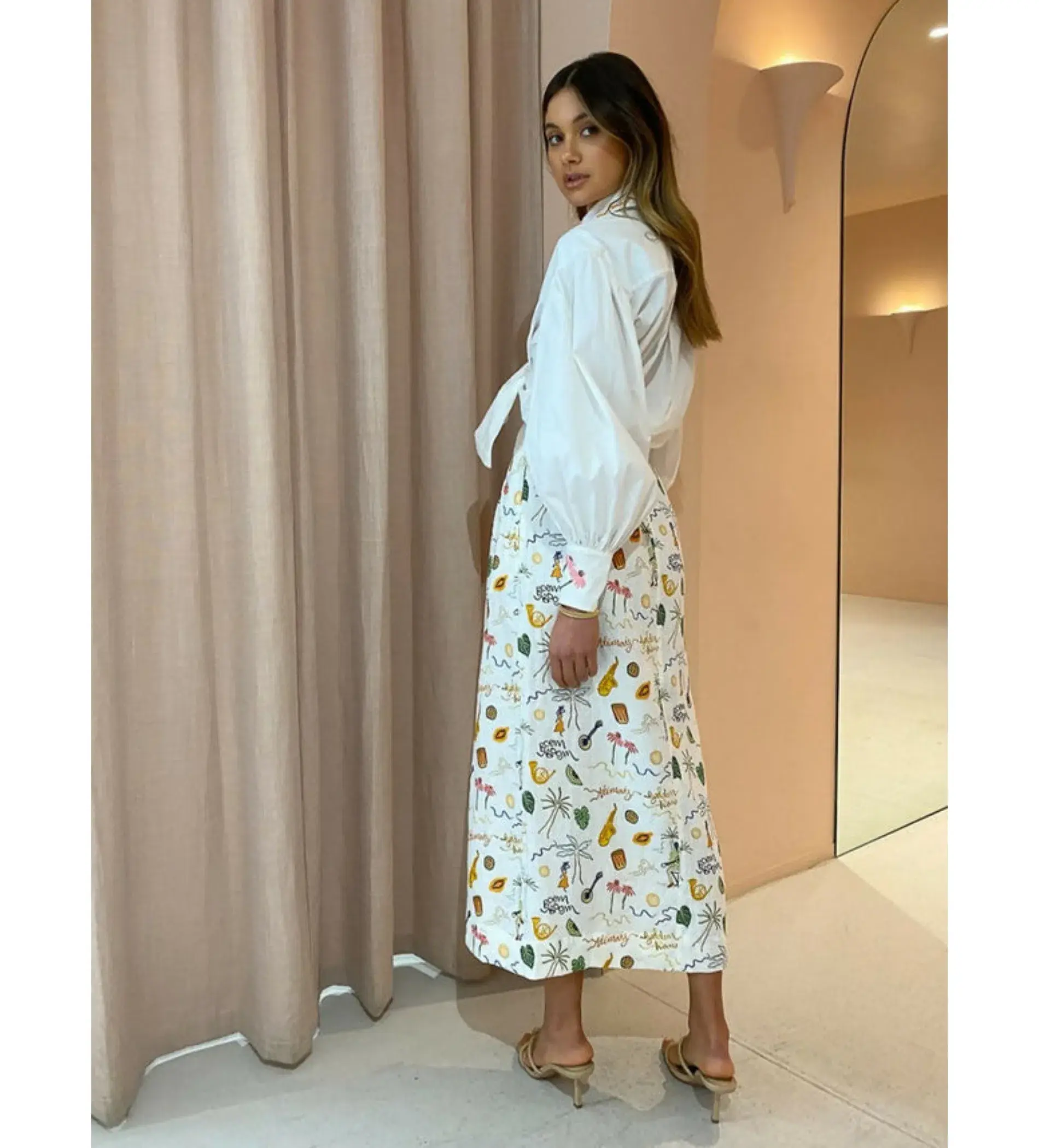 Alemais Golden Hands Shirt and Tube Skirt Set Print Size 14 - Image 2