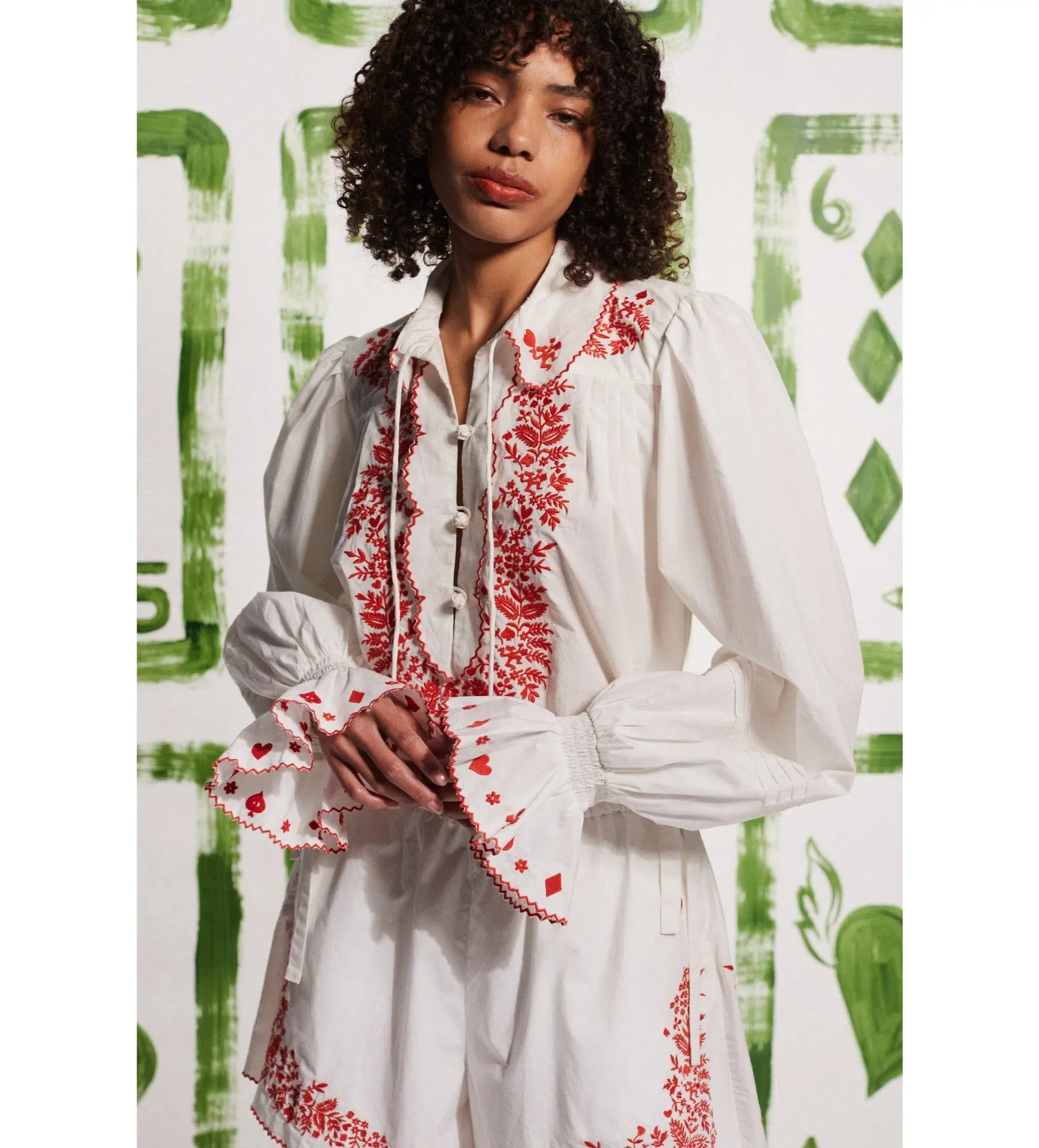 Alemais Hearts Embroidered Shirt and Short Set White Size AU 16 - Image 2