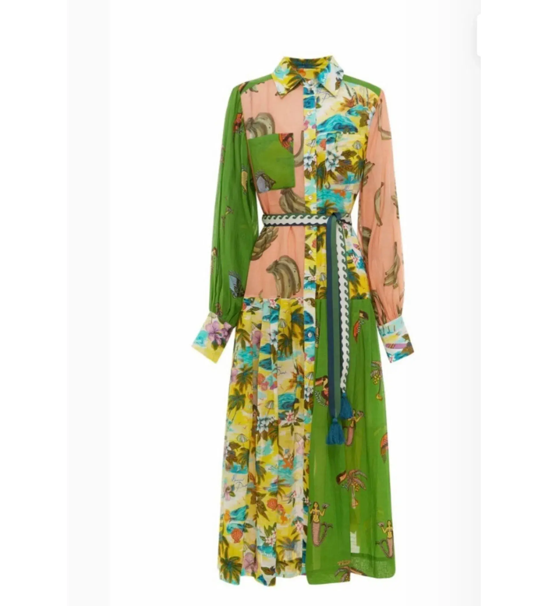 Alemais Holiday Patchwork Shirtdress Multi Size AU 14 - Image 4