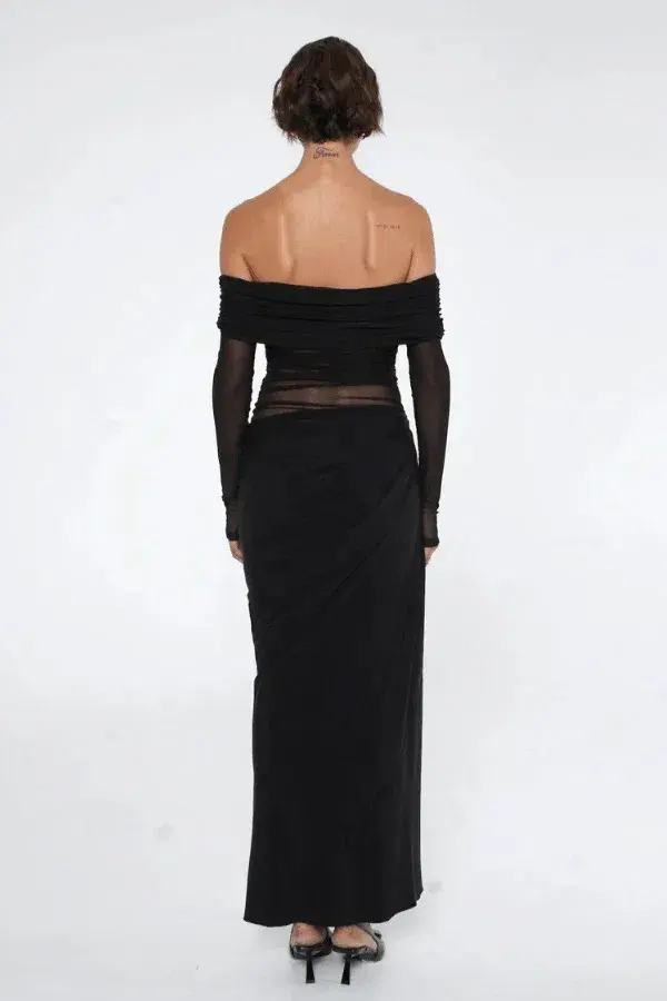 Benni Yasmin Off-Shoulder Maxi Dress Black Size 8 for rent on The Volte - main image