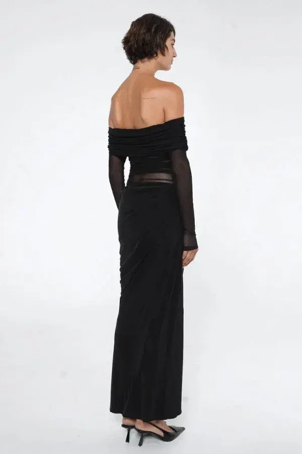 Benni Yasmin Off-Shoulder Maxi Dress Black Size 8 for rent on The Volte - main image