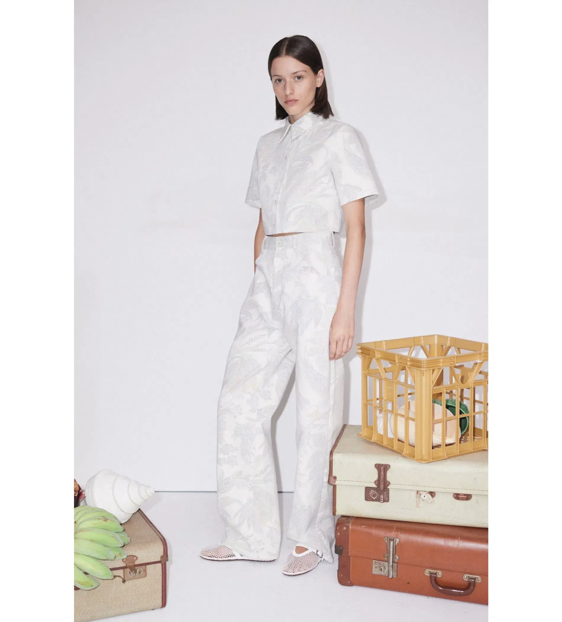 Alemais Ivy Cropped Shirt and Pant Set White Set 16 - Image 1