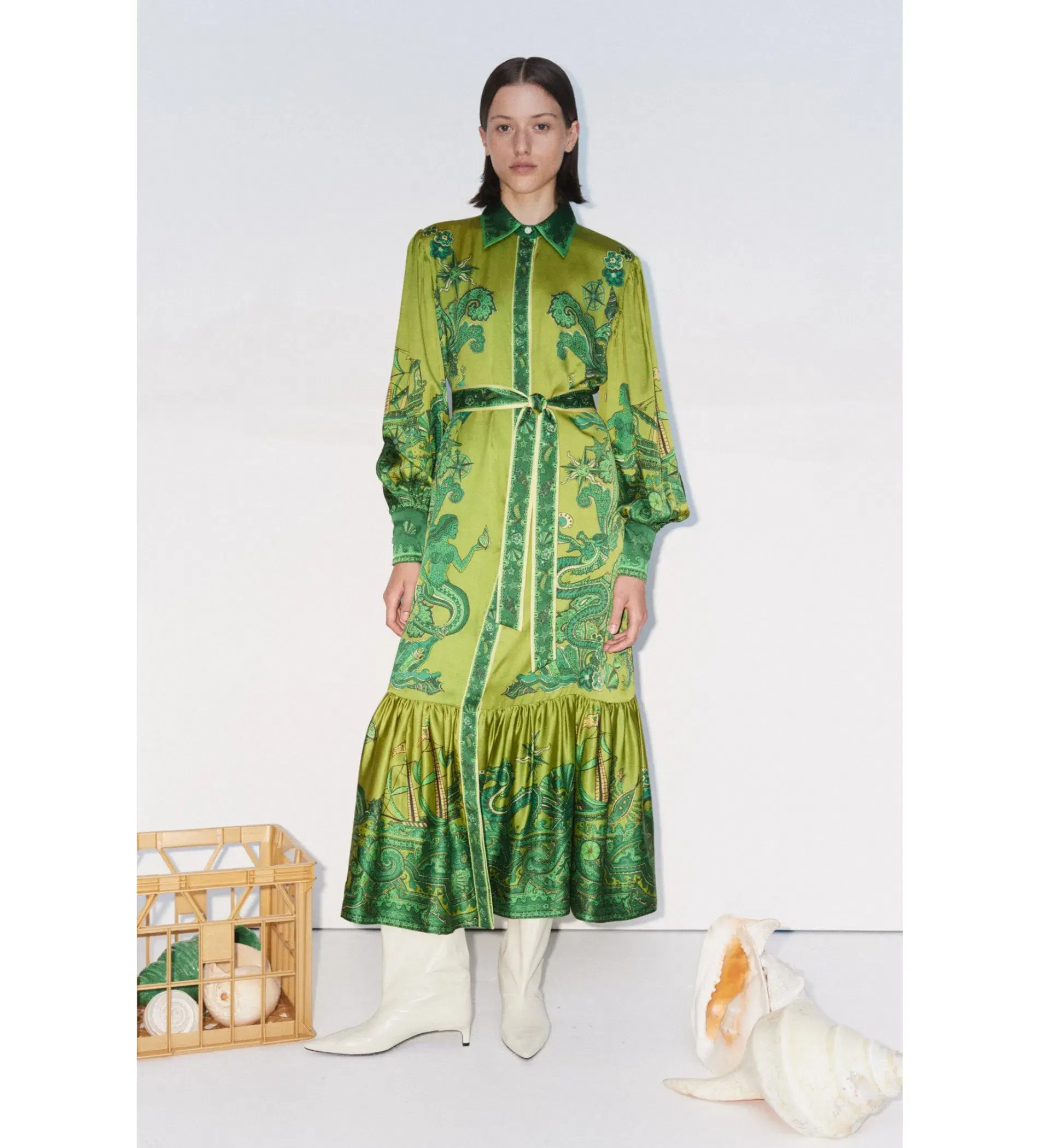 Alemais Solaris Shirtdress Olive Size 14 - Image 1