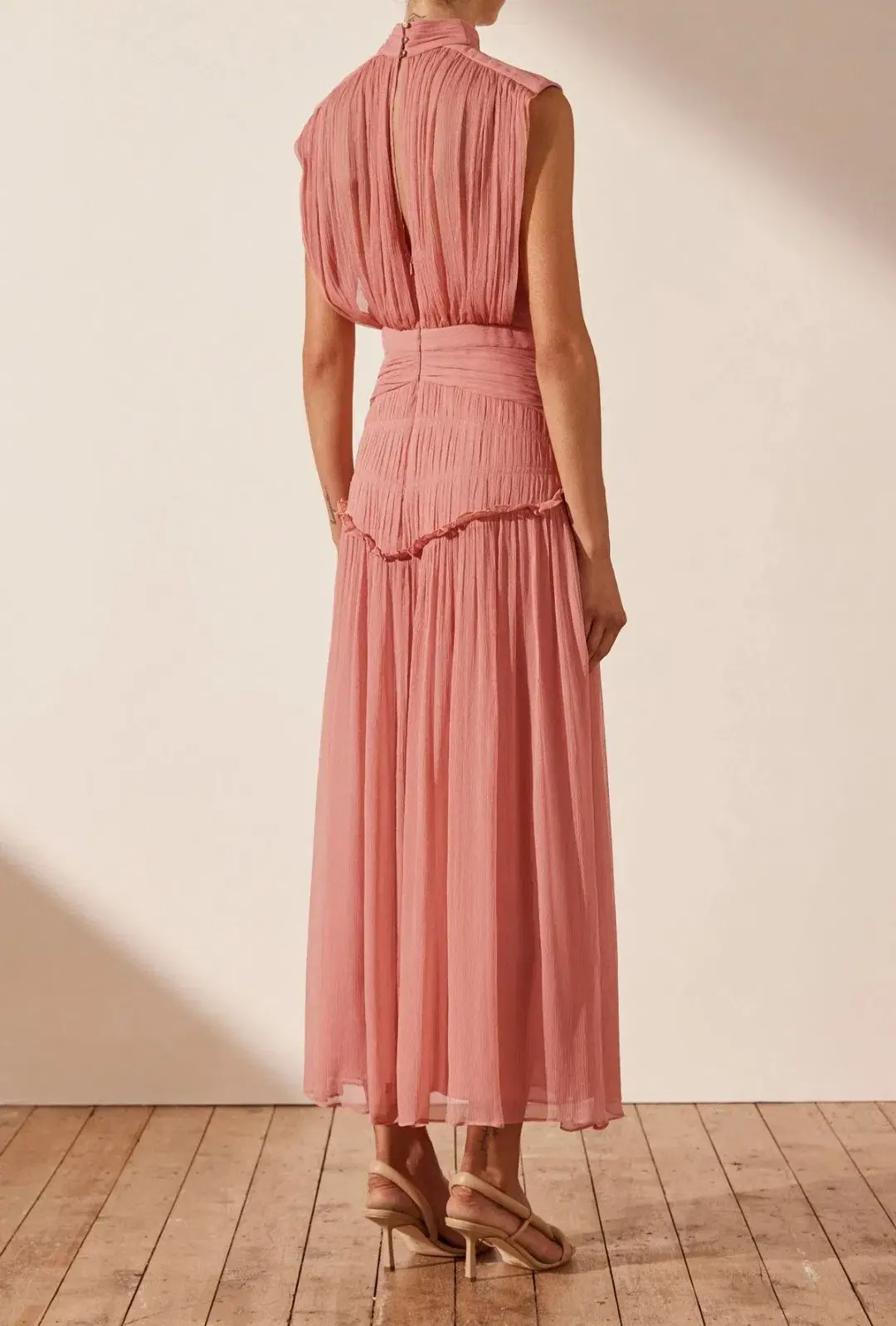 Shona Joy Lauren High Neck Midi Dress Blush Size 10 - Image 2