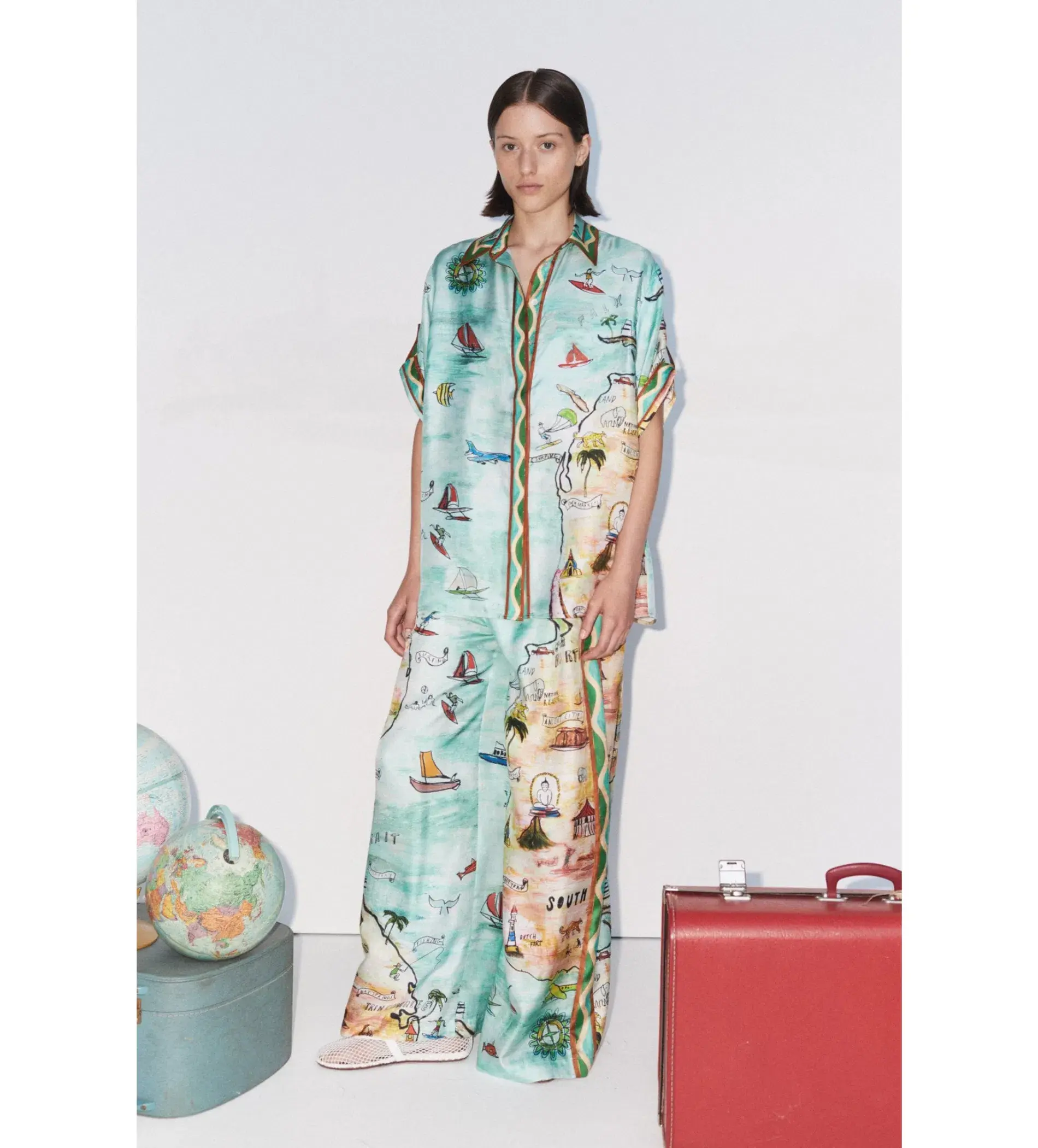 Alemais Swell Silk Shirt and Pant Set Size AU 16 - Image 1
