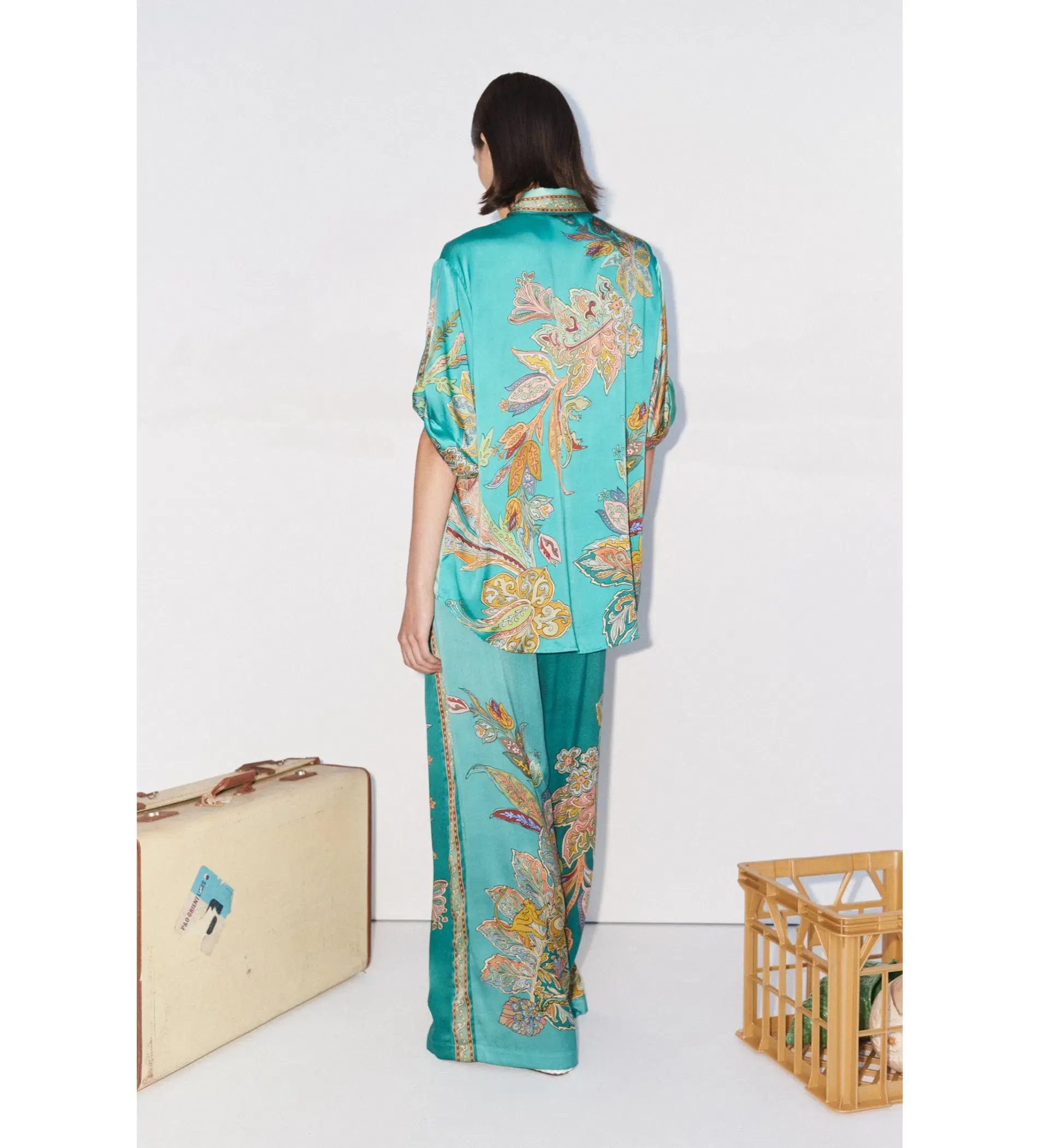 Alemais Franca Silk Shirt and Pant Set Print Size AU 16 - Image 3