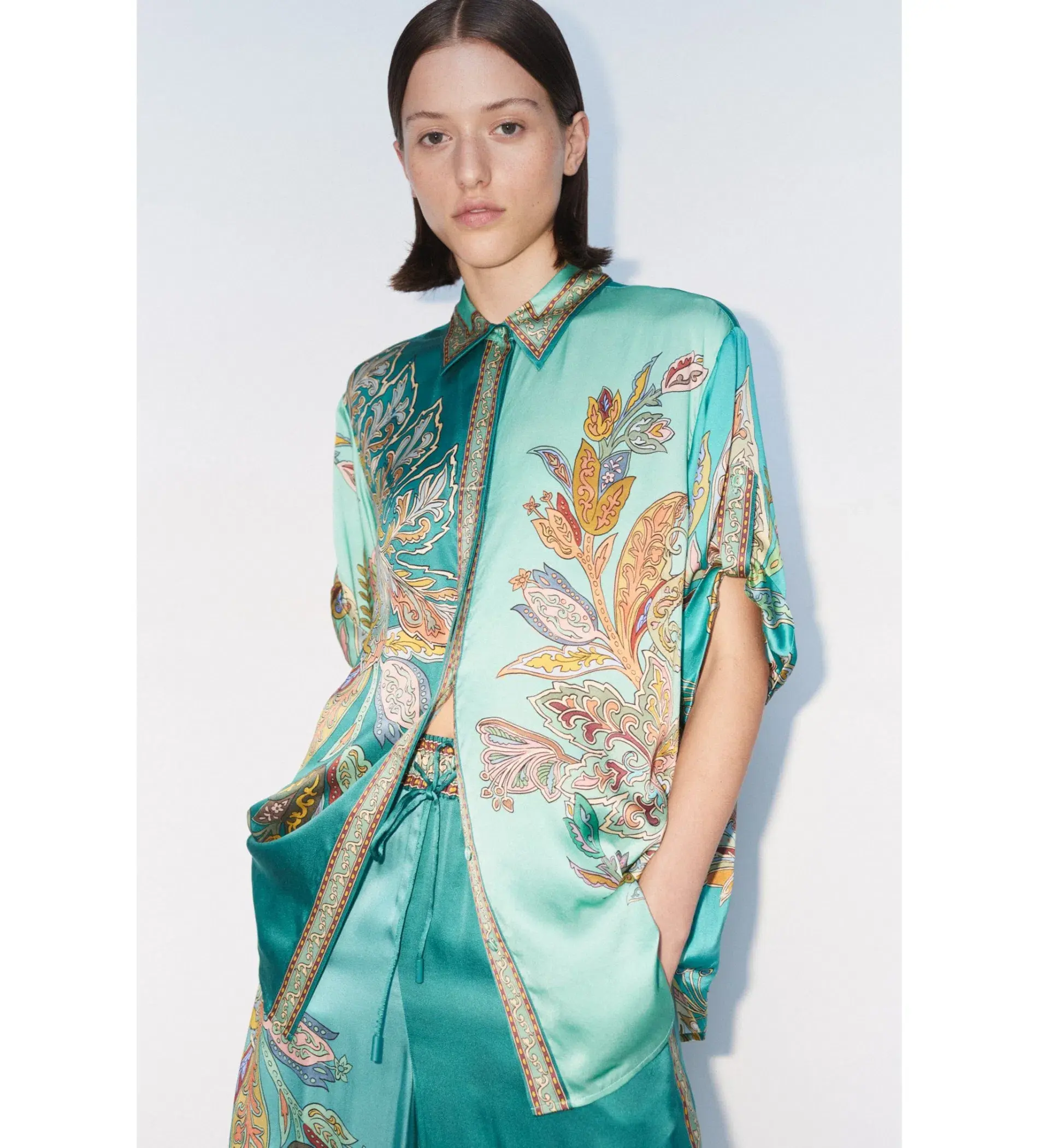 Alemais Franca Silk Shirt and Pant Set Print Size AU 16 - Image 2