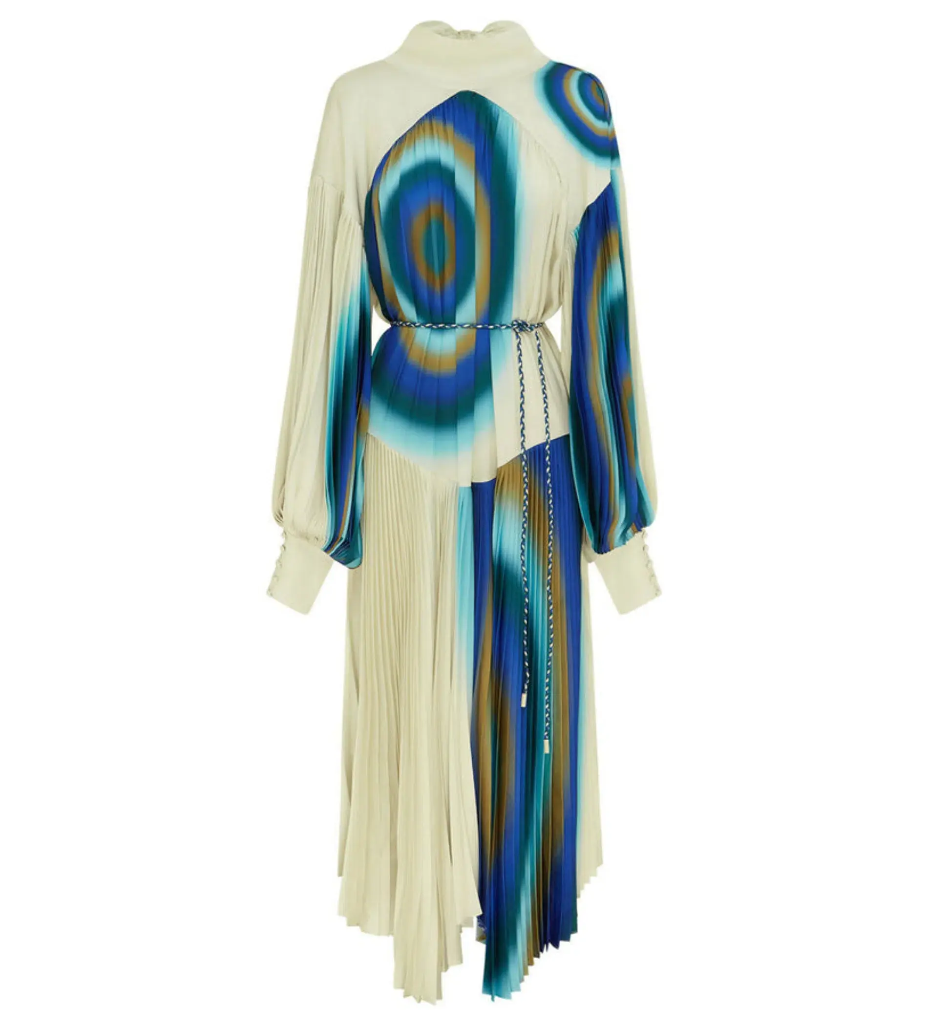 Alemais Una Pleated Midi Dress in Pearl/Teal Size 14 - Image 3