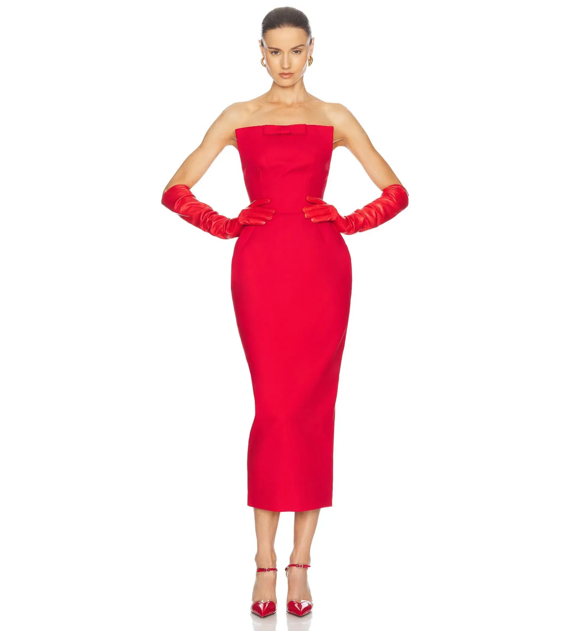 Helsa The S Curve Dress With Bow in Red Size 6  - Image 1